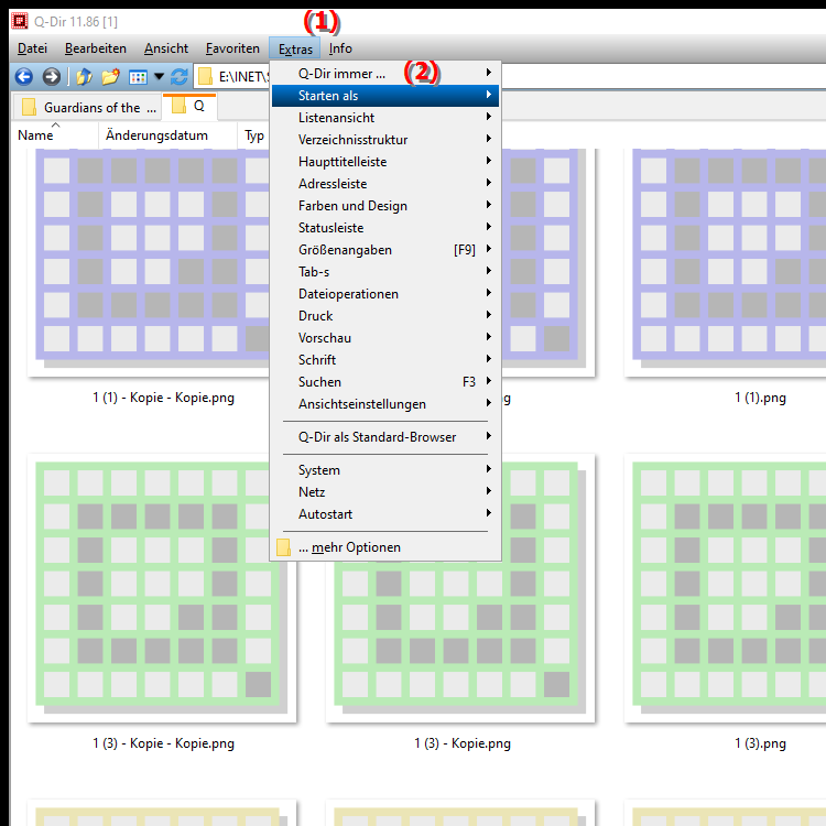 Wie ändere ich das Layout, wenn Datei Explorer startet
